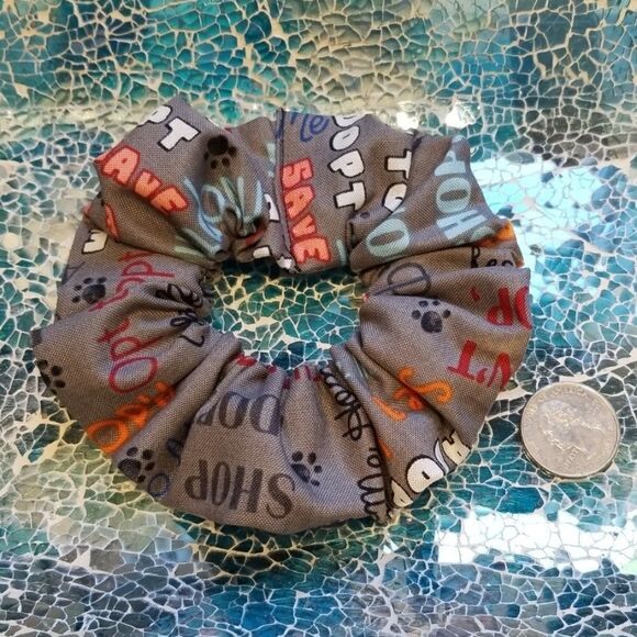 ADOPT, DON'T SHOP Fabric Hair Scrunchie Ponytail - Picture 1 of 2